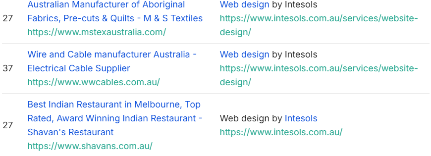 Leaching SEO links from client websites - Intersols.com.au 