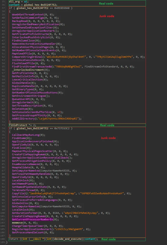  Junk code found in the dropped DLL sample.